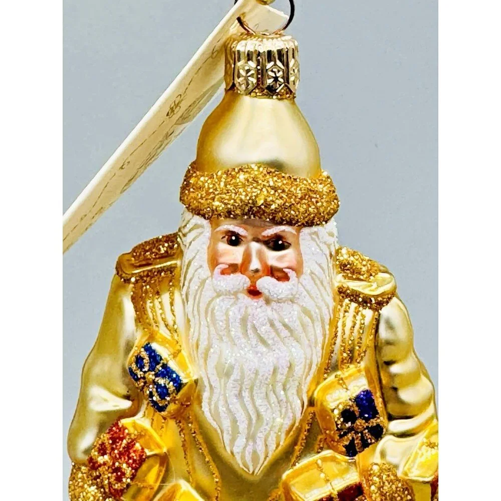 Patricia Breen Portobello Road Santa Claus Gold Presents Christmas Tree Ornament